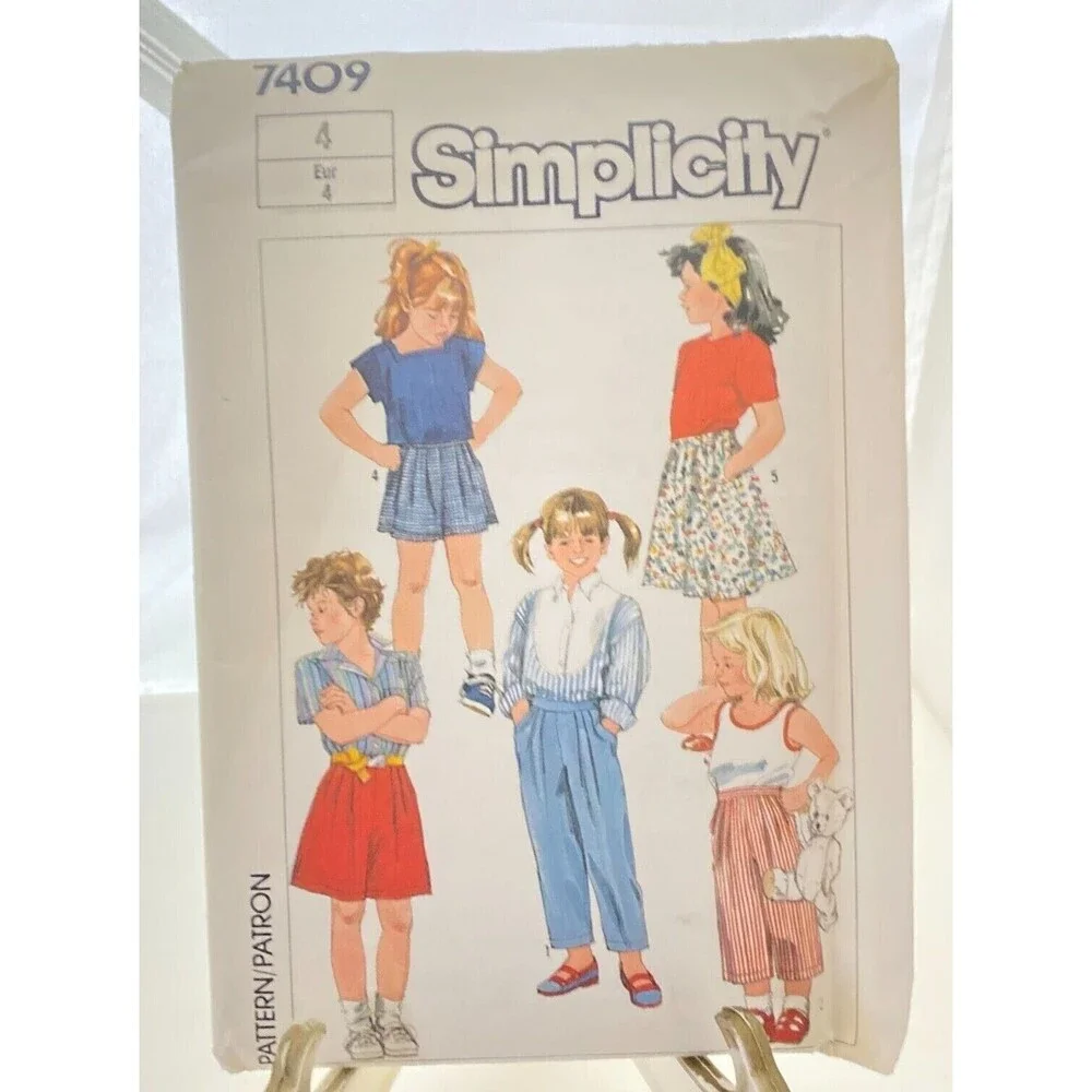 #7409 Simplicity Childs Pants and Culottes and Skirt Sewing Pattern Size 4